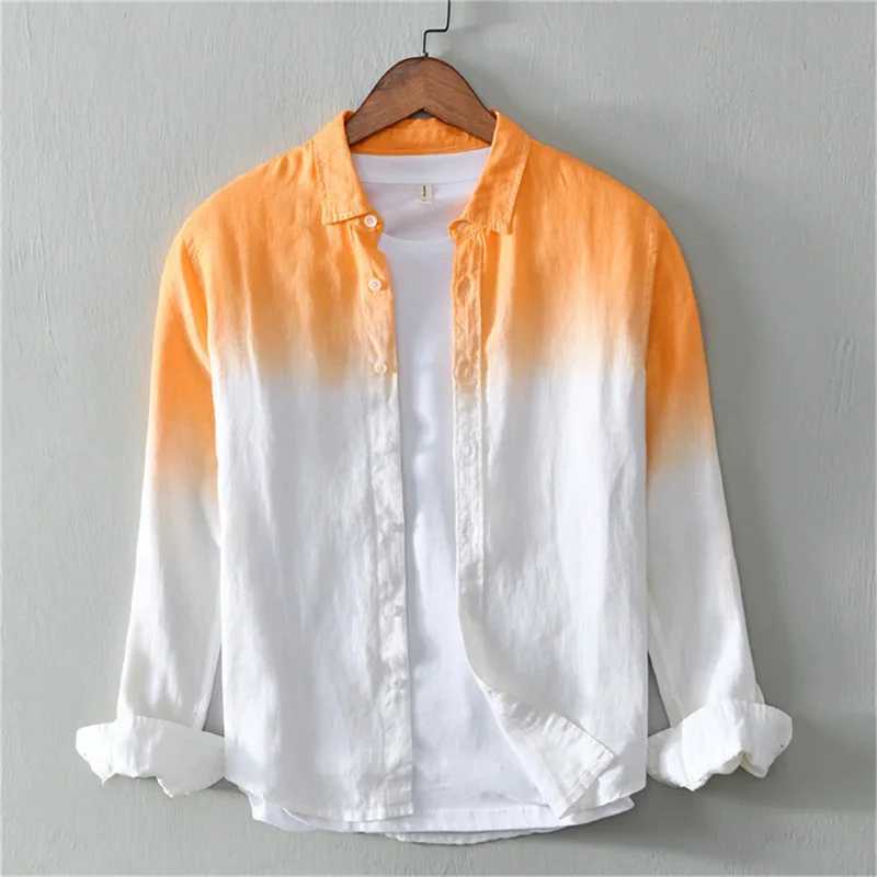 Summer shirt casual long sleeved lapel shirt 3D printed light colored mens linen shirt XS-6XL fast shipping M250320