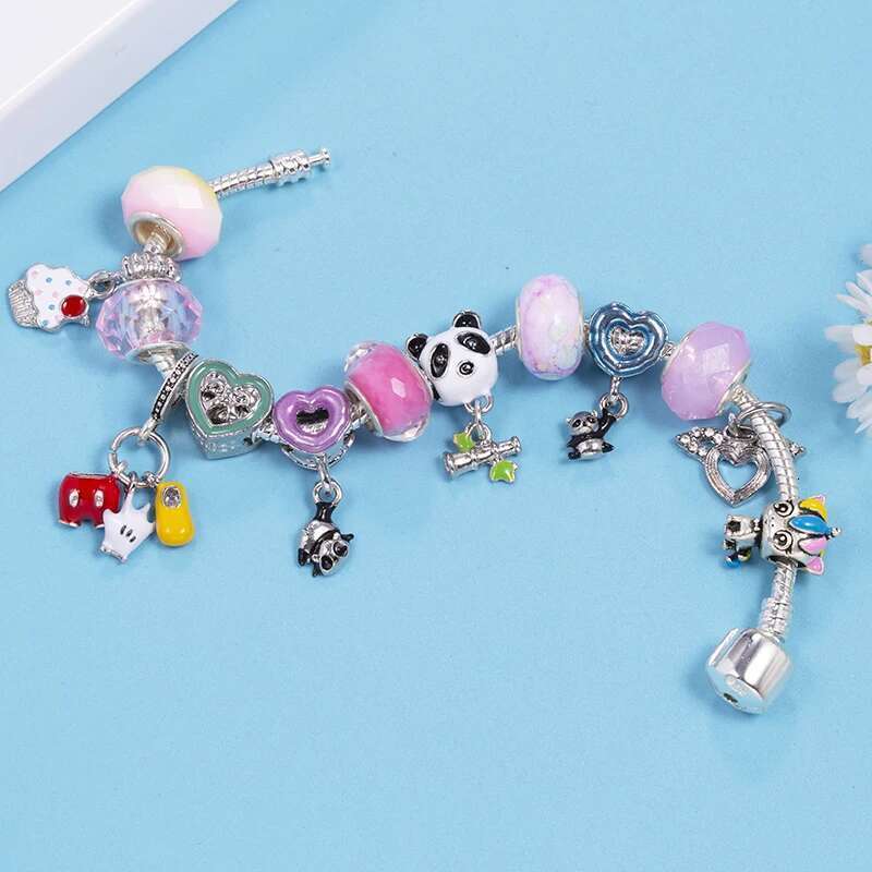 Silver Color Charm Bracelets Fits DIY Bear Unicorn Beads Bracelet For Women Girl Bijoux Pulseras Jewelry Gift Wholesale