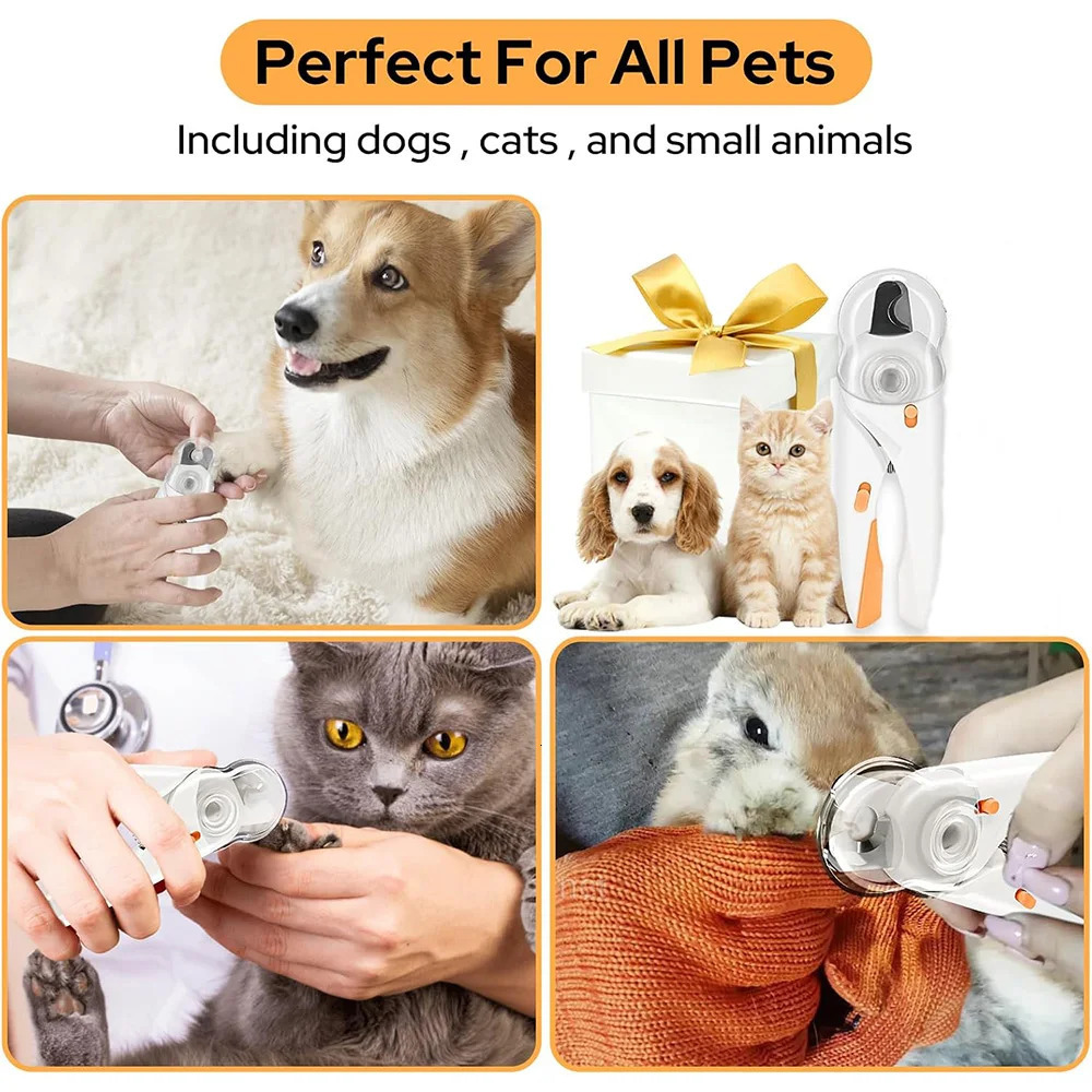 2in1 pet splash proof multifunctional nail clip with LED light cat and dog grooming product 250320