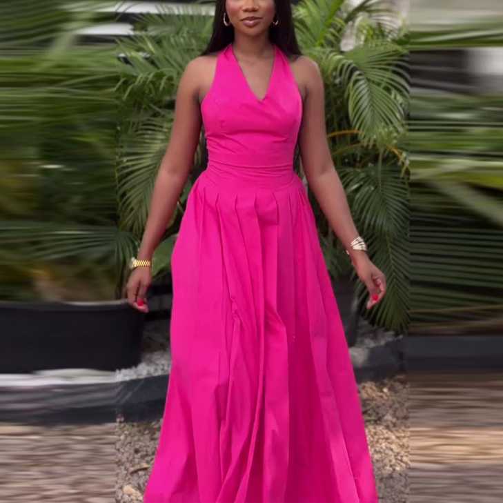 Women's High Waist Big Swing Dress, Tank Top, Long Dress, Female 250315