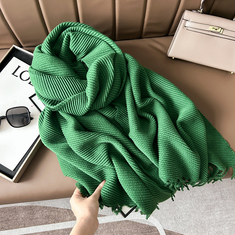 K181 Scarf women 2025 winter new Maillard high-grade Korean style wrinkled solid color imitation cashmere casual shawl dual-purpose