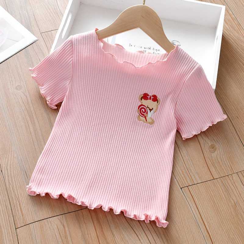 Girls short sleeved T-shirt summer clothing 100% cotton comfortable children 1-7 years old half sleeved top childrens casual outdoor clothingT250320