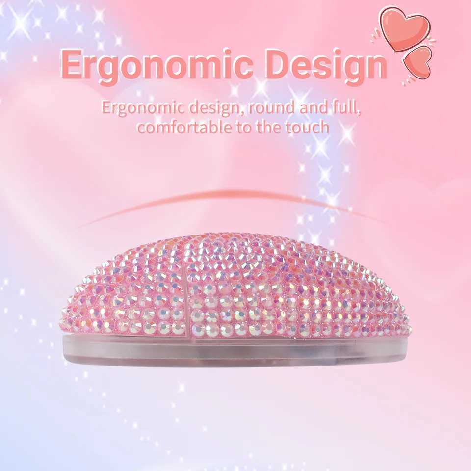 Wireless pink dual-mode diamond heart-shaped mouse C-type charging optical ergonomic mouse for laptop gift girls Z250320