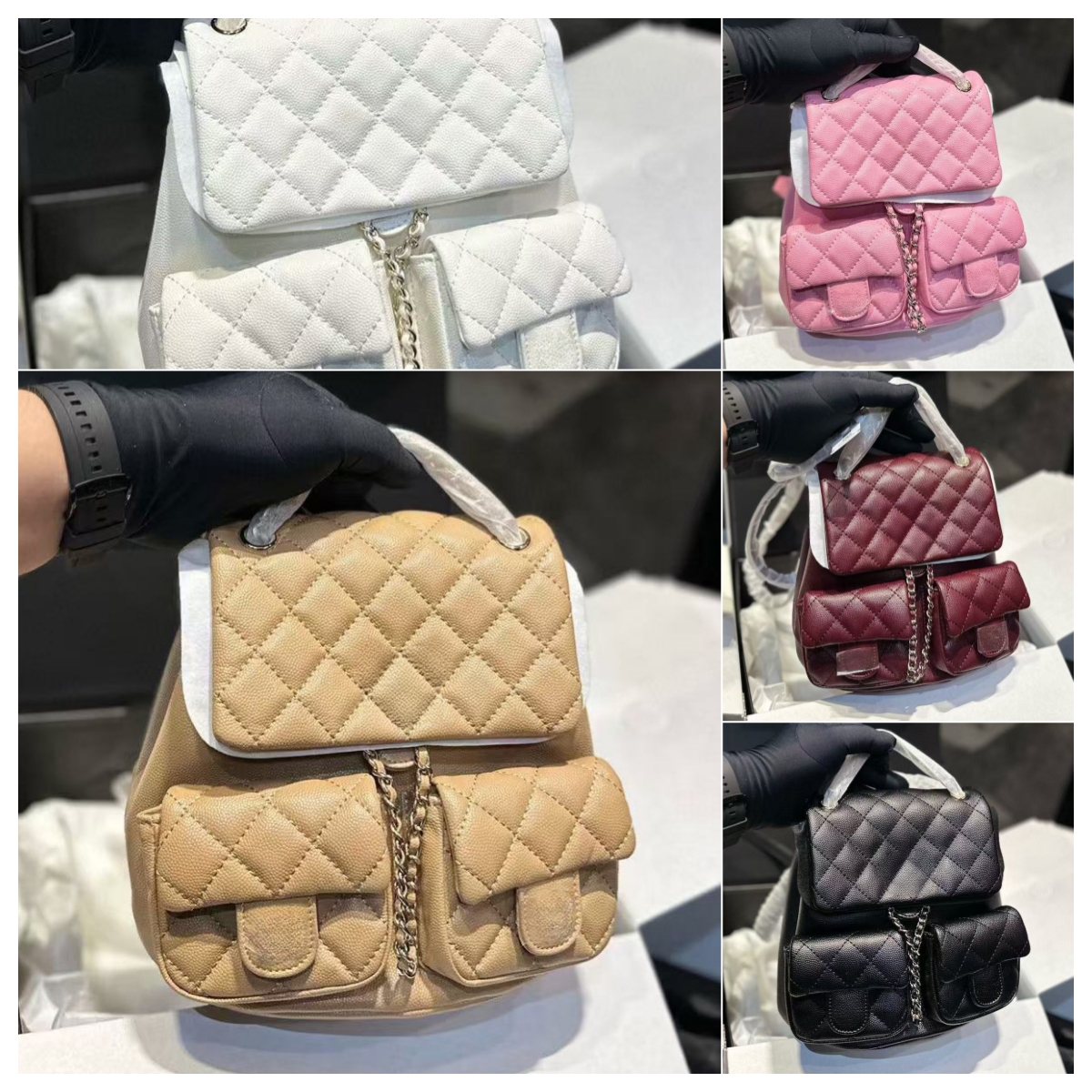 Fashion Designer Letter C Bags Women Chain Bags Double Pocket Bag Flip Backpack Original Quality 22484