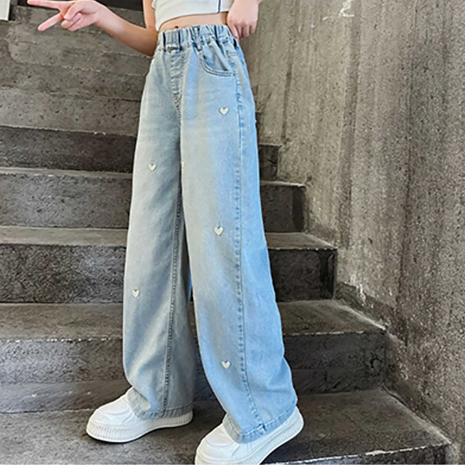 5t girls clothing boy girl bag pants cute bag jeans bullet waist straight wide leg jeans 2t lace pants girlT250326