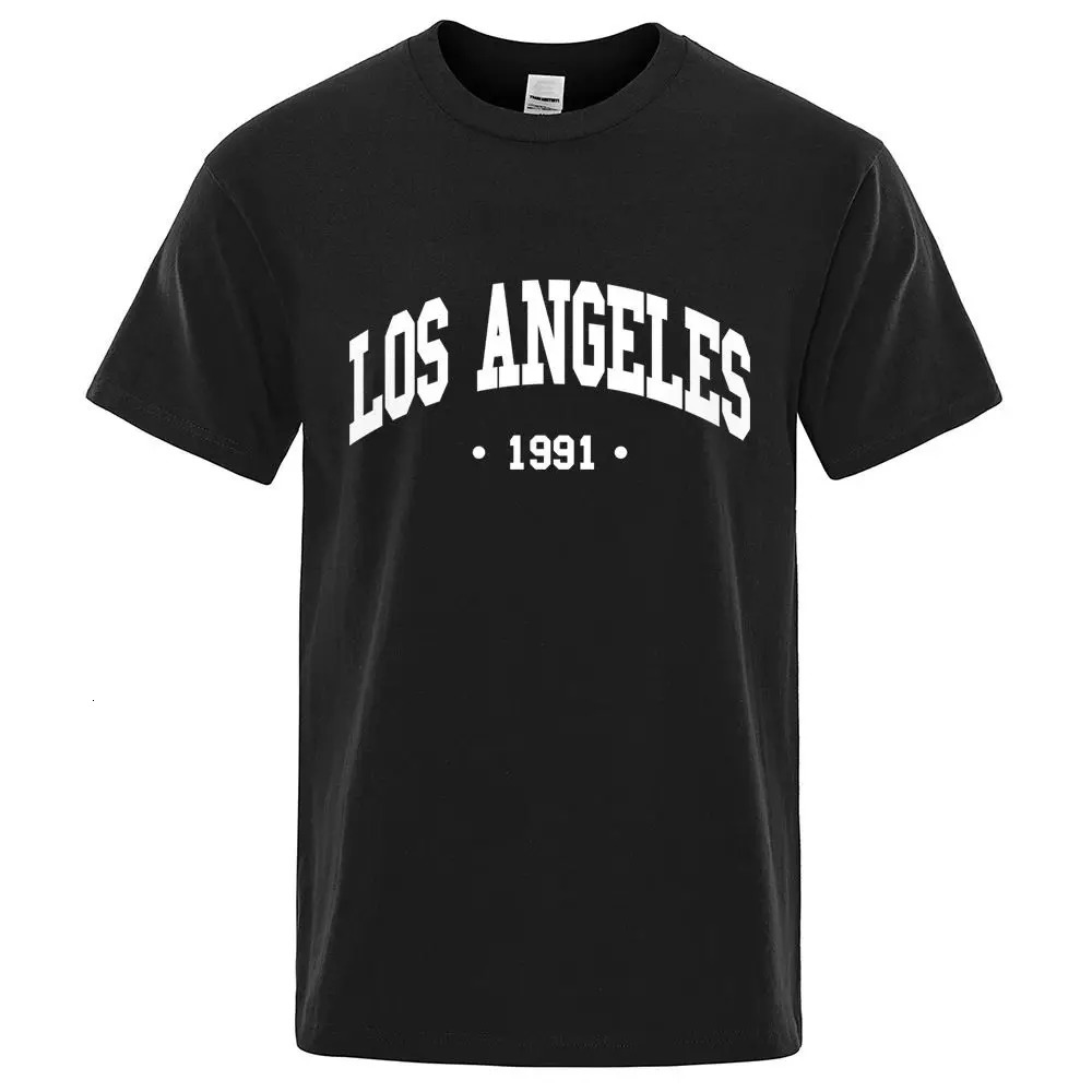 Los Angeles Angel 1991 American City Letter Printing Mens Breathable Summer Sweater Cotton Gothic Tshirt Wear 250320