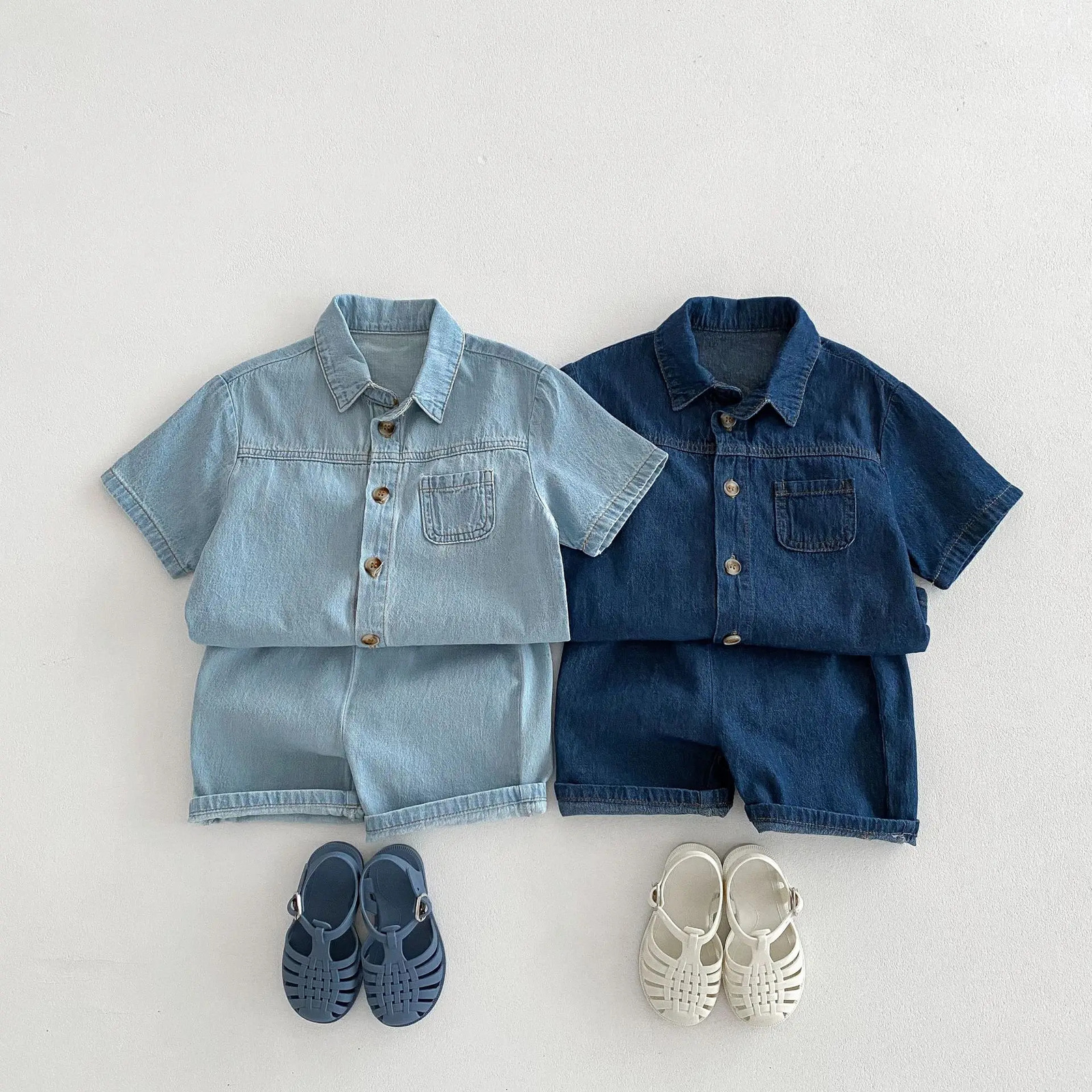 Milan Kerr childrens clothing set denim girls shirt and shorts 2piece boys 250319
