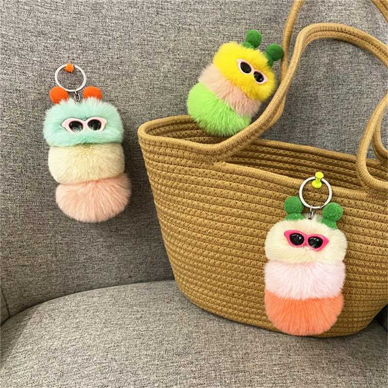 Cartoon Plush Keychain Girl Fun Pong Filling Animal Doll Keychain Backpack Car Pendant Accessories Jewelry GiftsXJ250319