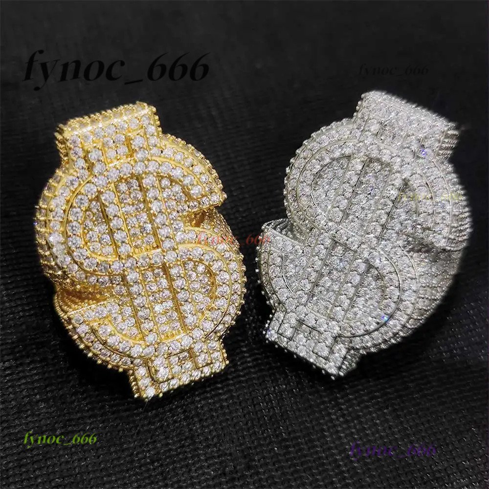 Personalized Custom Hip Hop Full Diamond Ring Bling Iced Out Money Big USD 18k Gold Ring For Women Men