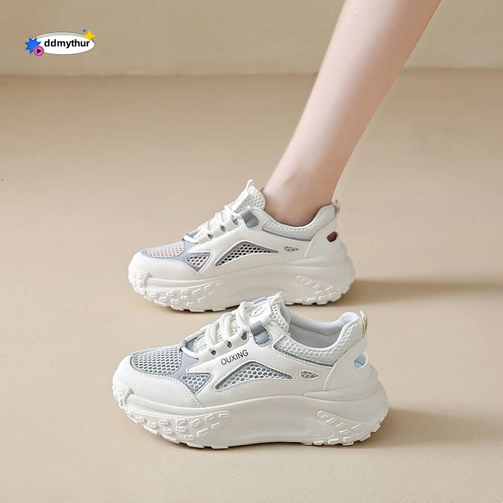 CRLAYDK 2024 Summer Fashion Women's Chunky Sneakers Hollow Out Mesh Platform Lace Up Casual Dad Shoes Walking Nurse Tennis ddmythur