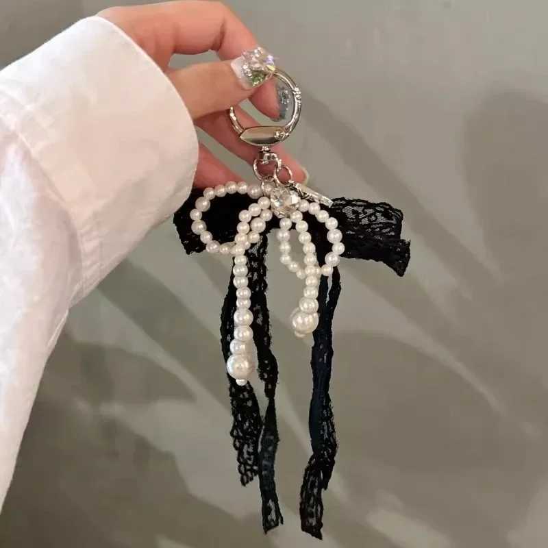 Korean Cute Lace Bow Pearl Bead Phone Pendant Chain Accessories Fashion Ballet Shoes Camera Packaging Accessories Keychain GiftXJ250319