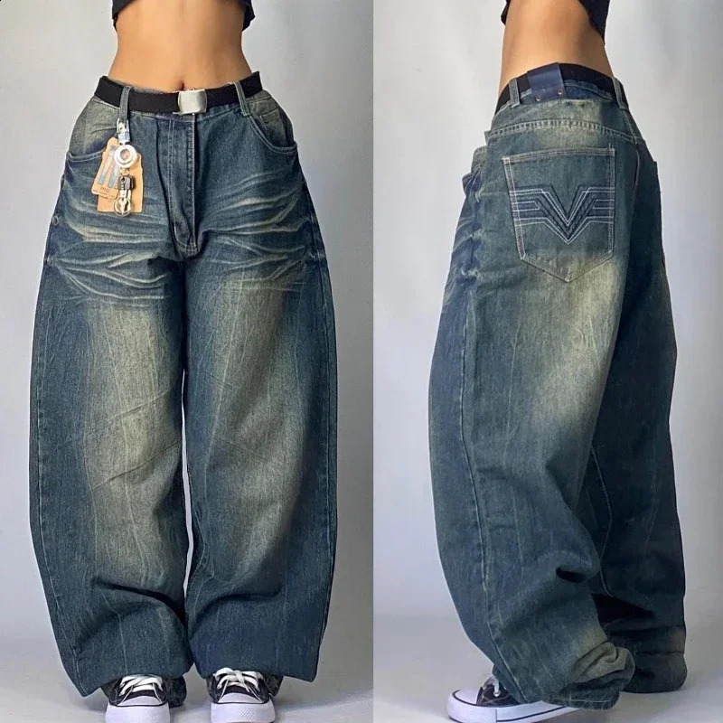 Streetwear Fashion Oversized Print Baggy Jeans Y2K Harajuku Hip-hop Vintage Pop Gothic High Waist Wide-leg Pants Trousers 250319