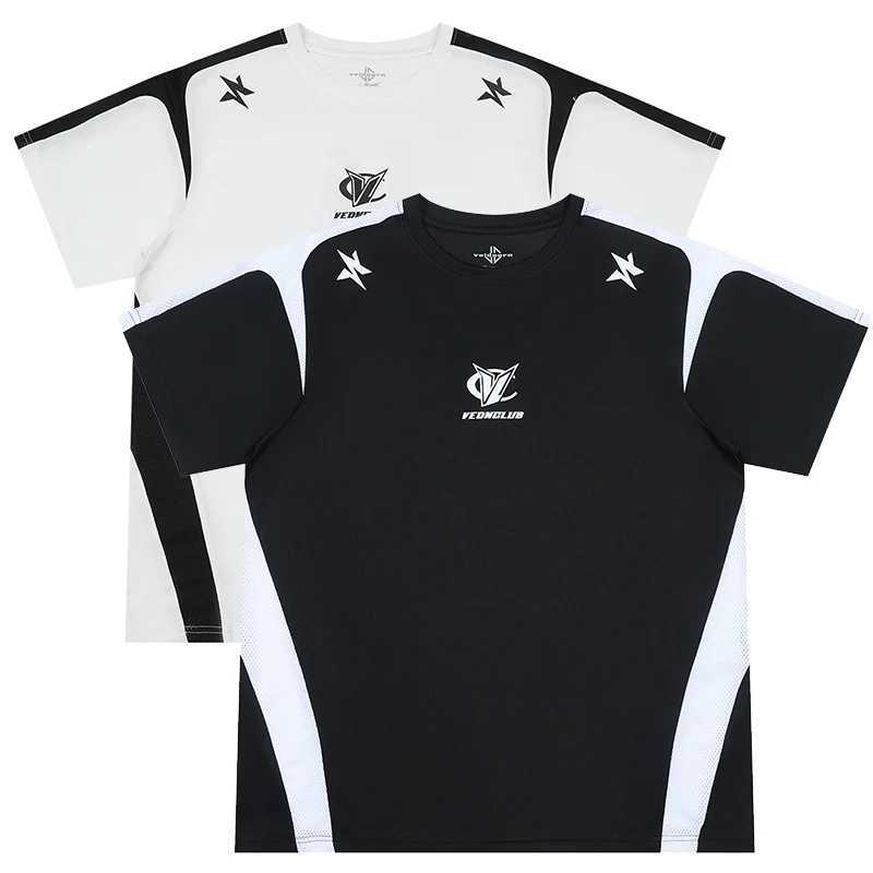 High stretch staff collar short sleeved T-shirt breathable and moisturizing Wick fabric sports T-shirt lightweight casual topT250319