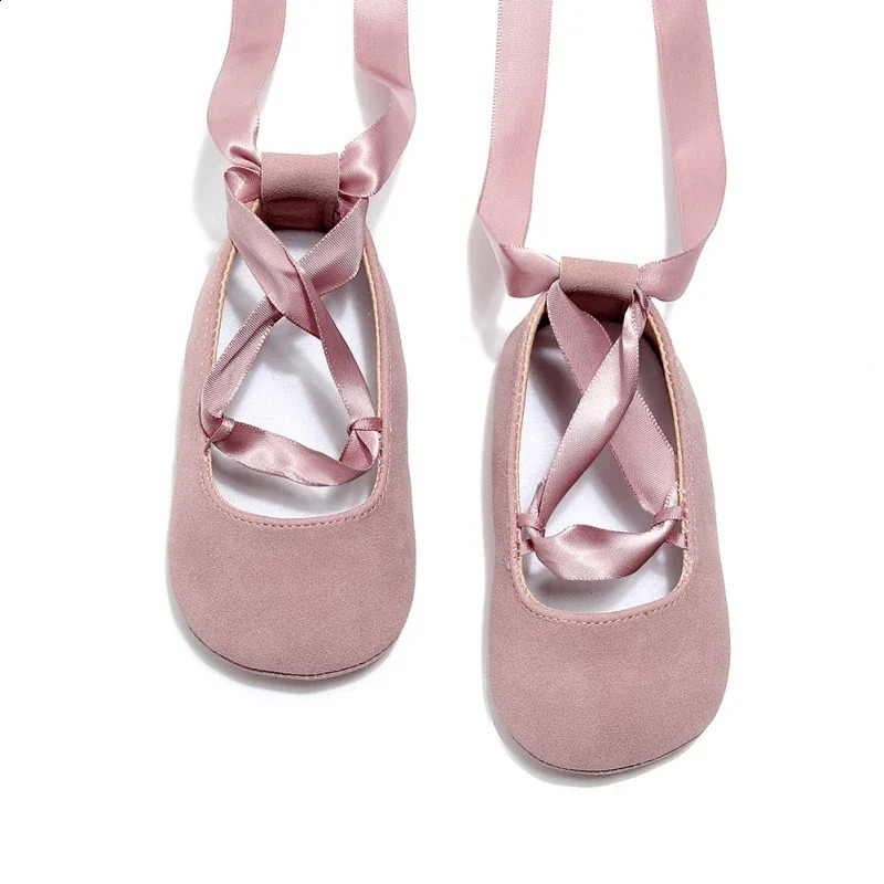 0-2T Comfortable born Baby Girl Dance Shoes Ballerina Sweet Ribbon Toddler Infants Crib Shoes Anti-slip Sole Prewalker 250319