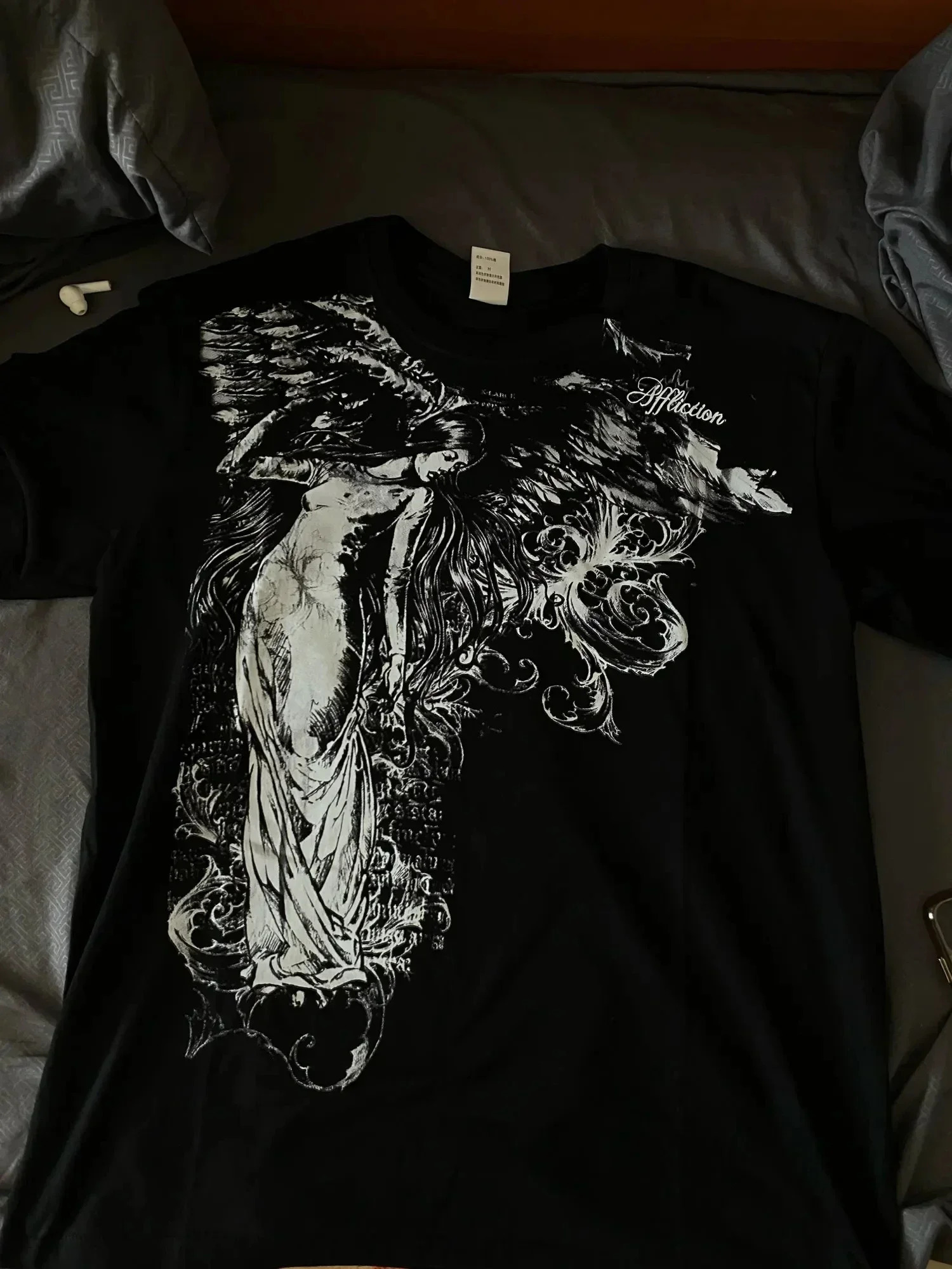 2000s Tops Harajuku Retro Men Gothic Dying Angel Black T-Shirt Hip Hop Oversized Women Short Sleeve Street Trend Clothing 250320