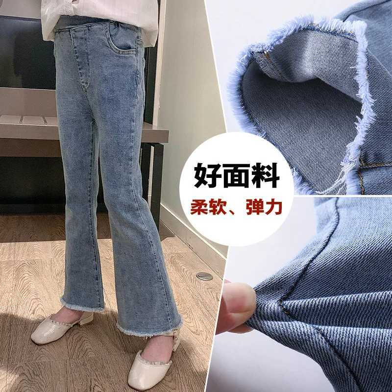 New Spring Summer Teens Girl Clothes Denim Jeans Fashion Patchwork Harajuku Tight flared Pant Child High Elastic Waist 12 yearsT250326