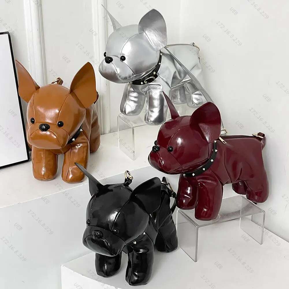 Shoulder Bag Men Women Bulldog Shaped Handbag PU Leather Adjustable Strap With Zipper Satchel Purse For Shng Travel