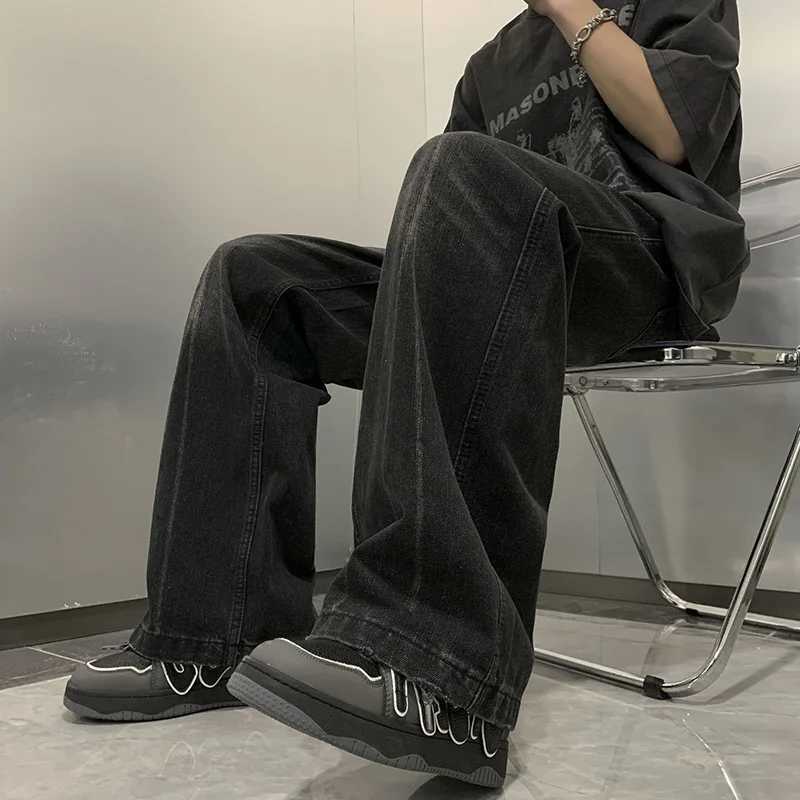Style Casual Jeans for Men in Spring Loose Trendy Bf Personality Handsome Hip-hop Versatile Straight-leg Floor-length TrousersT250319