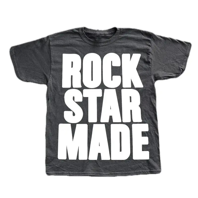 Rock Goth Fashion Mens Punk Grunge Hip Hop Rap vintage Letter Print Short TShirt Casual Oversized Y2K Cotton Streetwear 250320