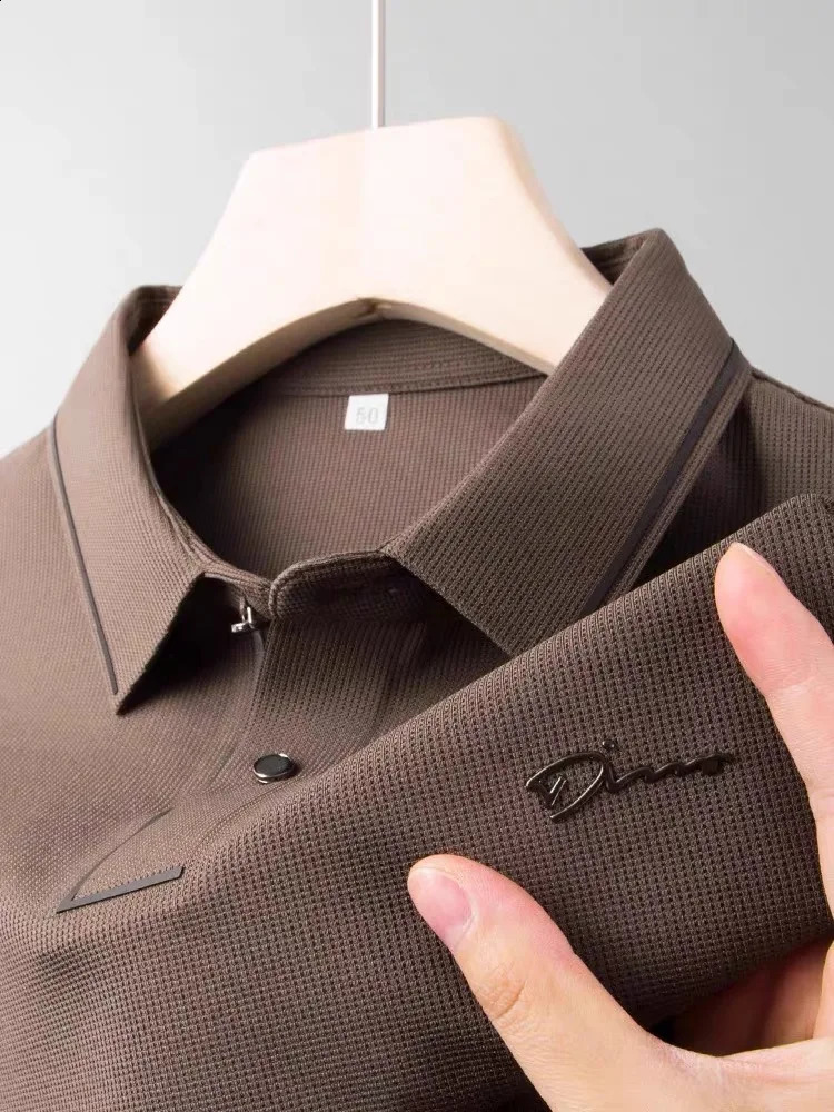 High end short sleeve POLO shirt men cool breathable summer T-shirt fashionable embroidery casual mens clothing 250319
