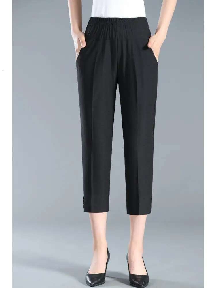 Summer Women Casual Thin Fashion Slim Office Lady High Waist Loose Pencil Pants Black White