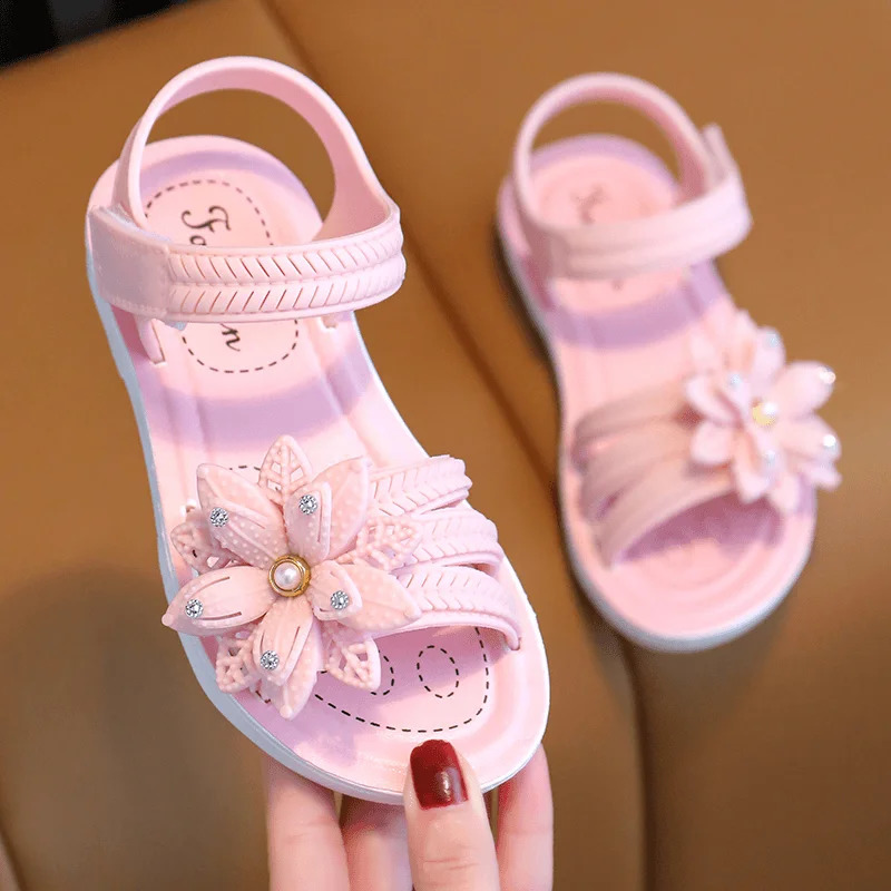 summer cute flower age 28 childrens slippers soft and good sandals suitable for girls anti slip beaver flip up princess shoes 250312