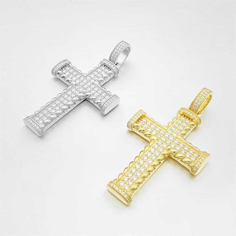 Hiphop 925 Silver Real D Color VVS1 Moissanite Cross Pendant for Men Miami Iced Out Moissanite Diamond Pendant Pass Tester