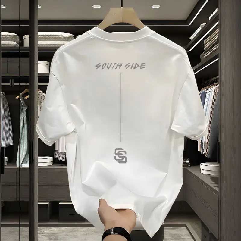 Minimalist Pure Cotton Summer New Mens Pullovers Classic Crew Neck Printed Letter All-match Loose Short Sleeve T-shirt TopsT250319