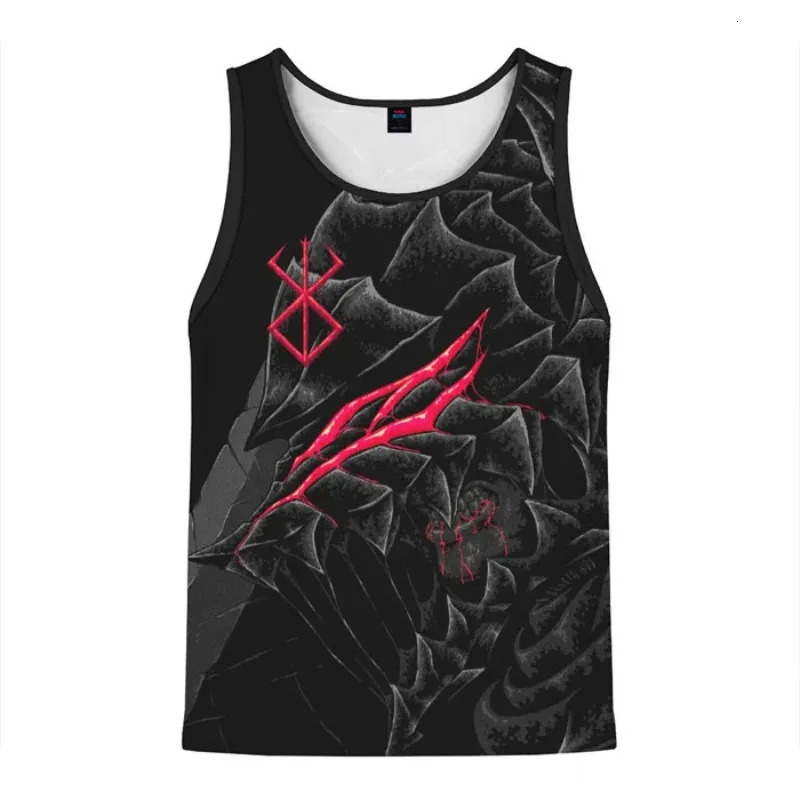 Fashion Mens Fitness Tank Top Anime Fury 3D Printed Sleeveless Summer Large Gym Muscle Sports 250320