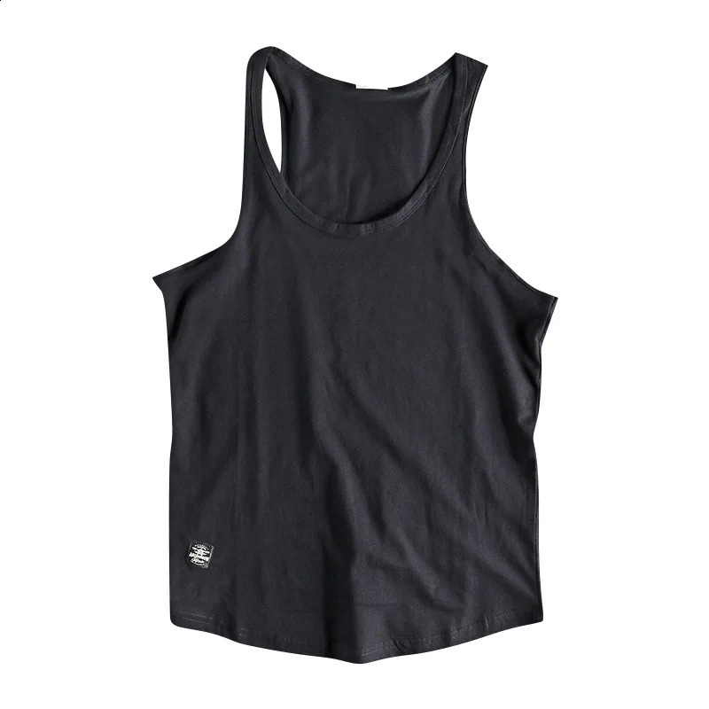 Summer American Retro Sleeveless Oneck Soild Sleeve Tshirt Mens Fashion 100 Cotton Washed Old Casual Sports Vest Tops 250319