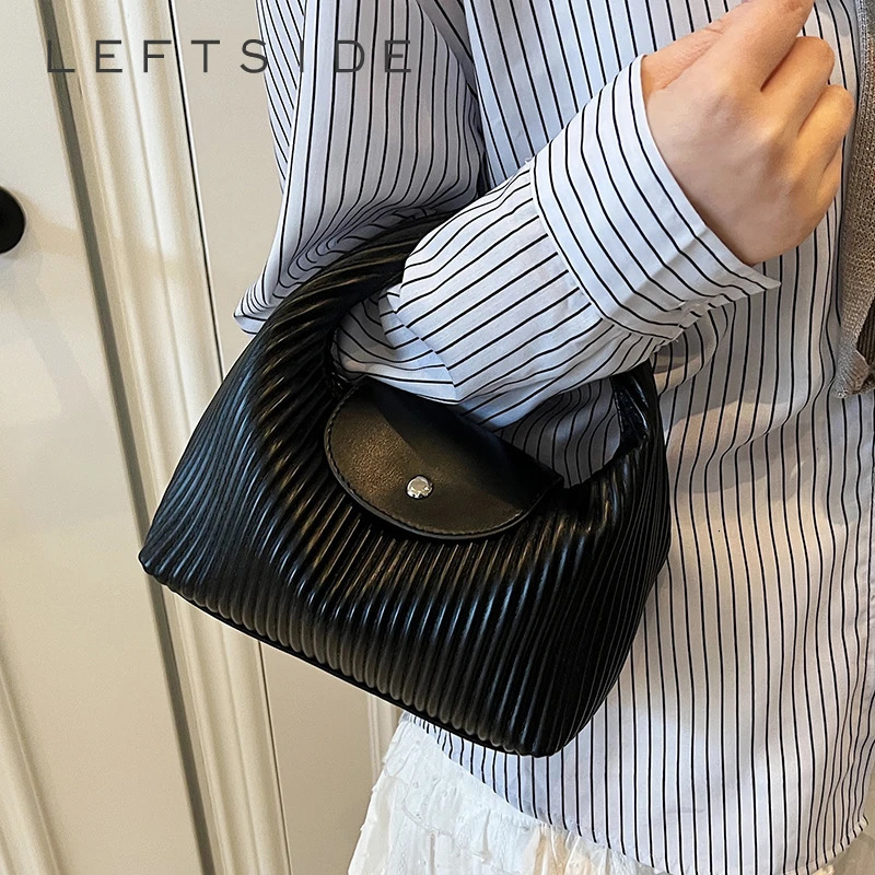 LEFTSIDE Fold Small Pu Leather Crossbody Bag for Women Korean Fashion Travel Tote Bag Females Handbags and Purses 250318