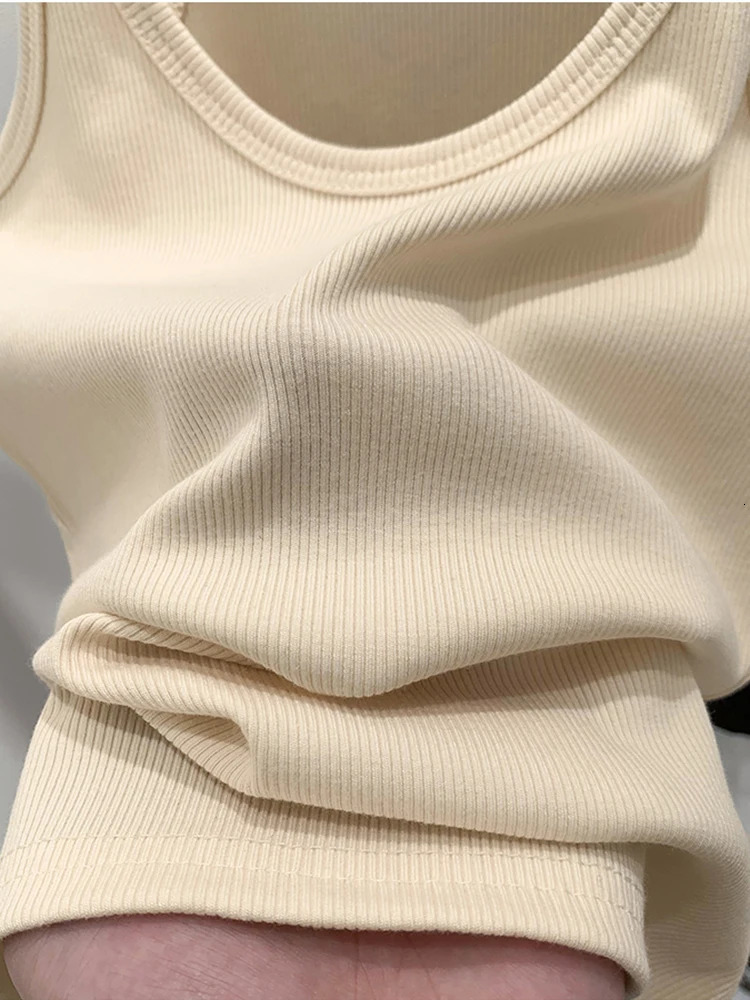90s Cool s Streetwear Soft Tees Solid Color Basic Ribbed Knitted Tank Top Women Summer Vintage Sleeveless Camis 250320