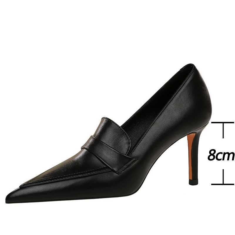 BIGTREE Shoes Wen 8 cm H Wen Pumps Leather Shoes Stilettos Pointed Toe Occupied Ladies H Off shoes Fem Y250319