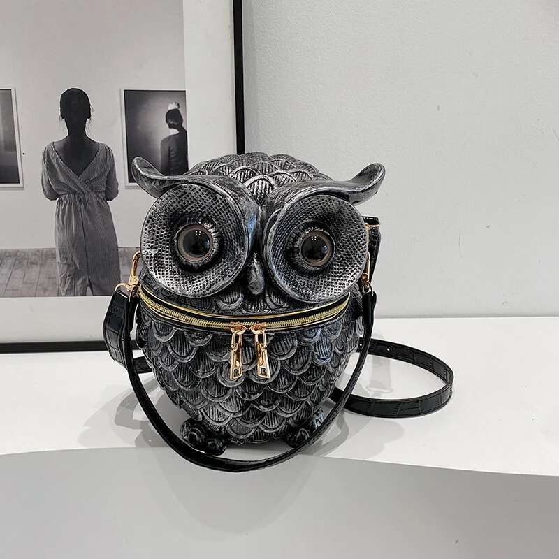 Women 3D Shoulder PU Leather Animal Shape Crossbody Detachable Strap Simulated Owl Satchel Girls Daily Bag
