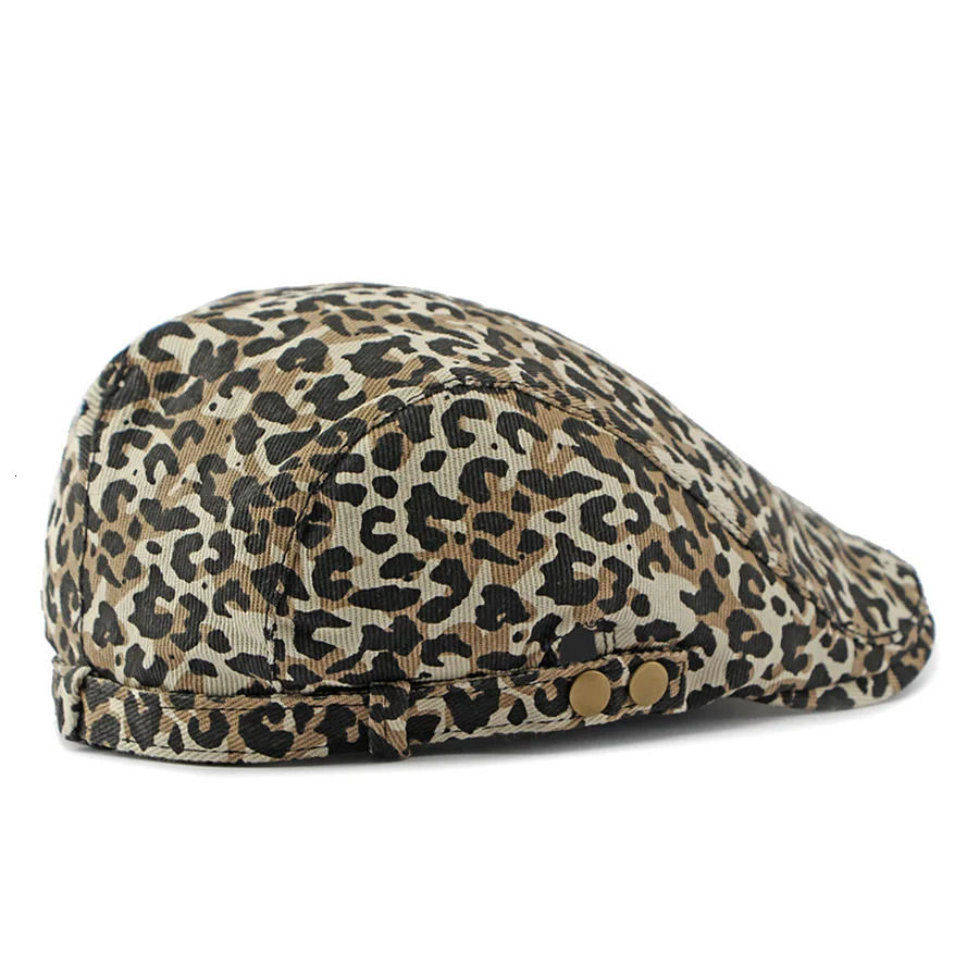 Fashion YK2 Style sboy Caps Retro Leopard Print Flat Peaked Cap Women Painter Beret Hats 250320