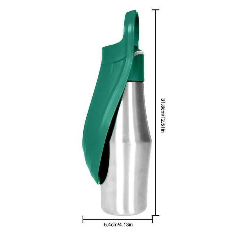 Dog Water Bottle 27oz Stainless Steel Travel Water Dispenser Pet Supplies 2 In 1 Dog Water Bowl With Leaf Shape For Small Medium Y250319
