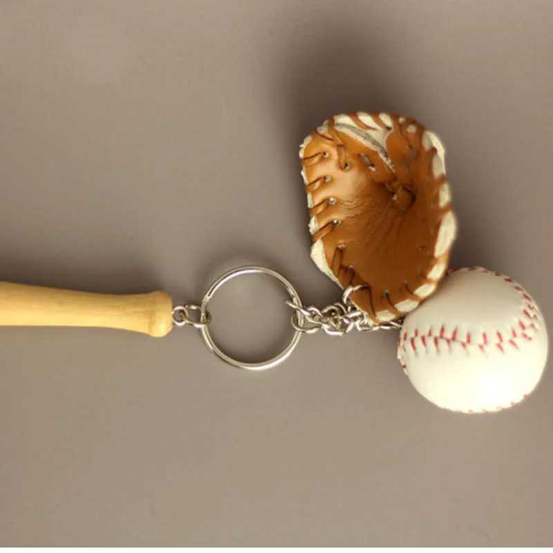 12 pieces/batch alloy keychains baseball bat ball gloves sports multi-color casual sports style mens youth keychains keychainsXJ250319