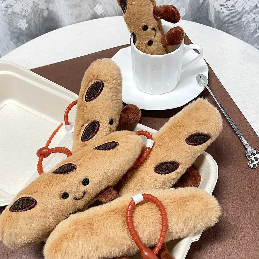 Kawaii Croissant Long Bread Series Plush Keychain Cute Decorative Backpack Pendant Plush Toy Doll Keyring Girl GiftXJ250319