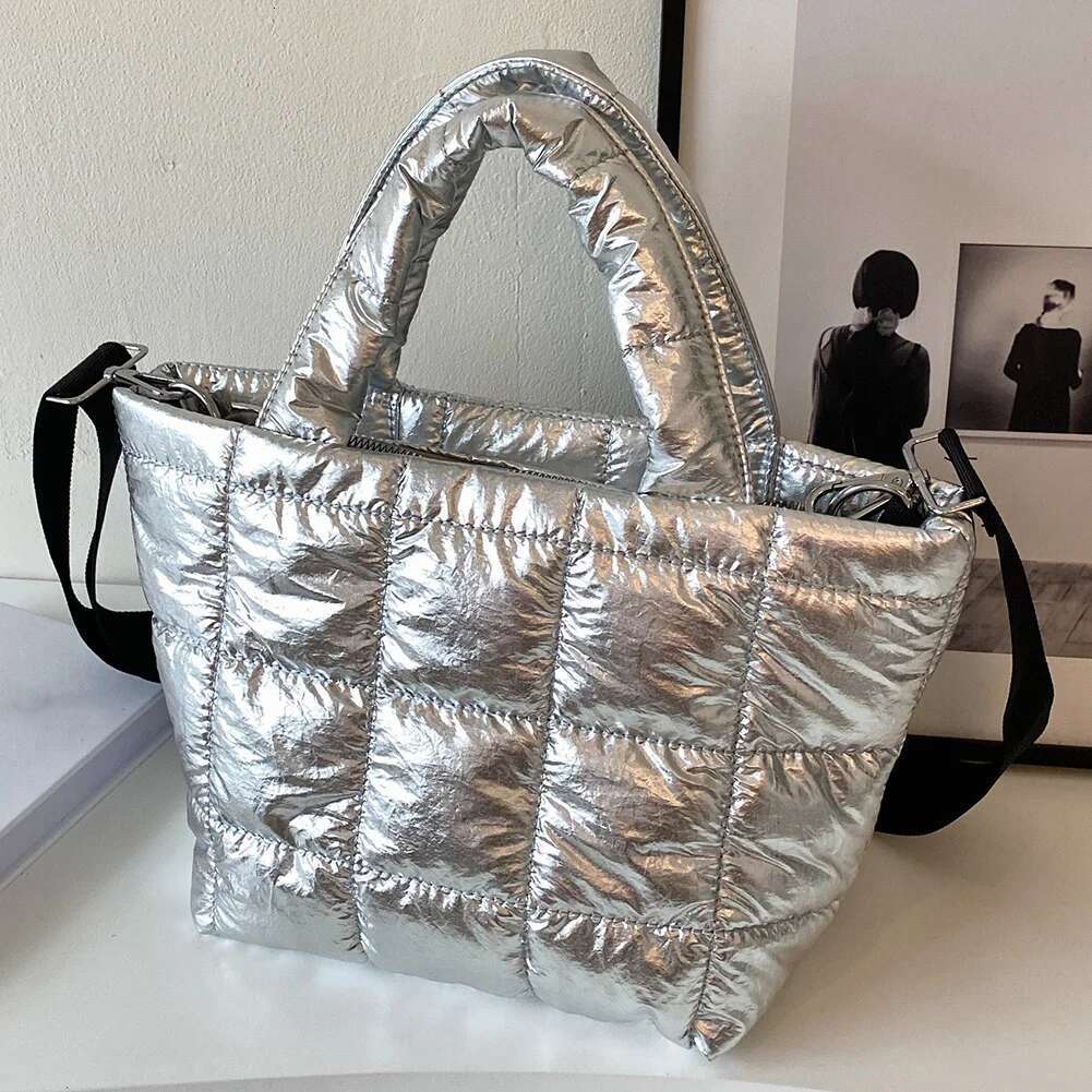 Quilted Padded Tote Nylon Solid Satchel Quality Puffer Crossbody Bag Women Small Shoulder Bags Ladies Large Capacity Handbag