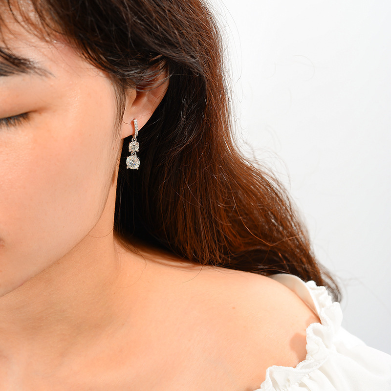 3ct Real Moissanite Drop Earrings Women Jewelry 925 Silver Lab Mosan Gem Dangle Earrings Pass Diamond Tester White Gold Plated