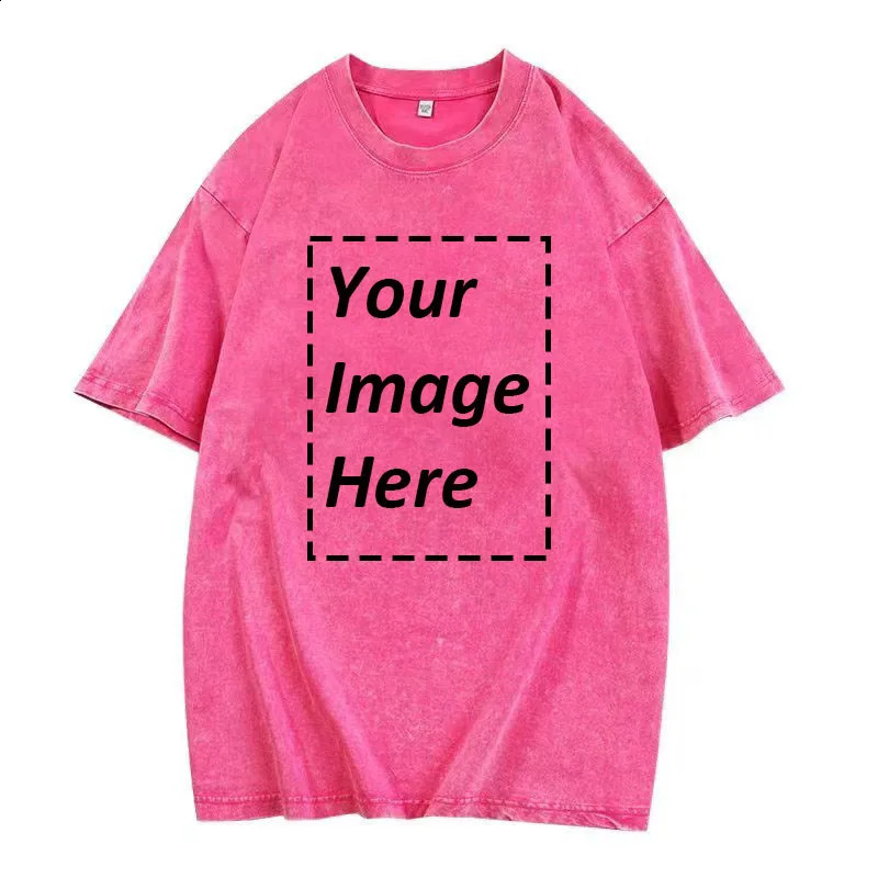 320g Heavy Mens Washed Vintage Customized Print Oversized T-Shirts Street Hip Hop Punk women Harajuku Casual Cotton Short Tee 250317