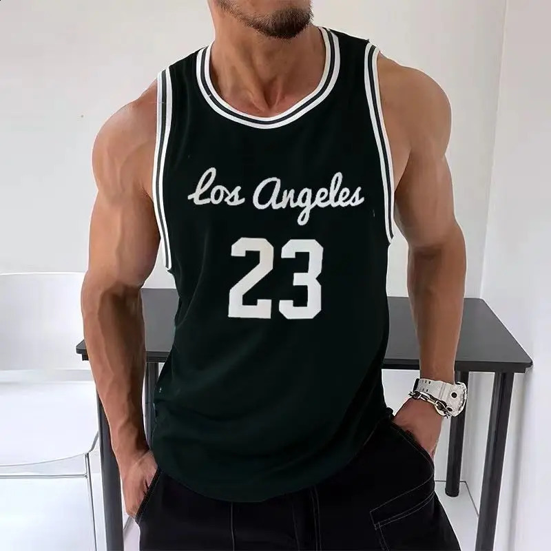 2024 Summer Basketball Shirt Mens Training Sports Fitness Tank Top Quick Drying Breathable Slow Running 23 250319