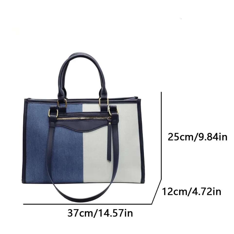 Large Capacity Tote For Women Casual Fashion Splice Denim Handbag Designer Shoulder Bag Ladies Messenger Bags