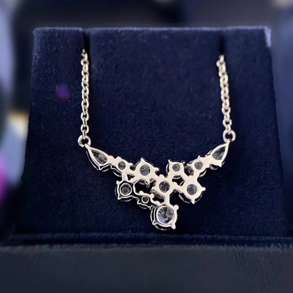 FEOBUR 4.8cttw Full Moissanite Diamond Necklace for Women 100% 925 Sterling Silver Wing Pendant Sparkling Wedding Party Jewelry
