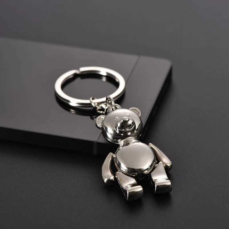 Cute metal mobile bear keychain 3D animal keychain womens car handbag charm accessories keyholderXJ250319