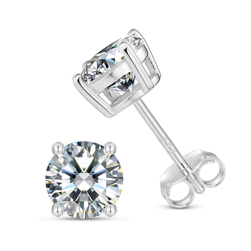 TUHE Unisex 14k Gold Earrings Real 6mm Moissanite Diamond Stud Earrings For Men Women 10K Yellow Gold Screw Back Earrings Fine J