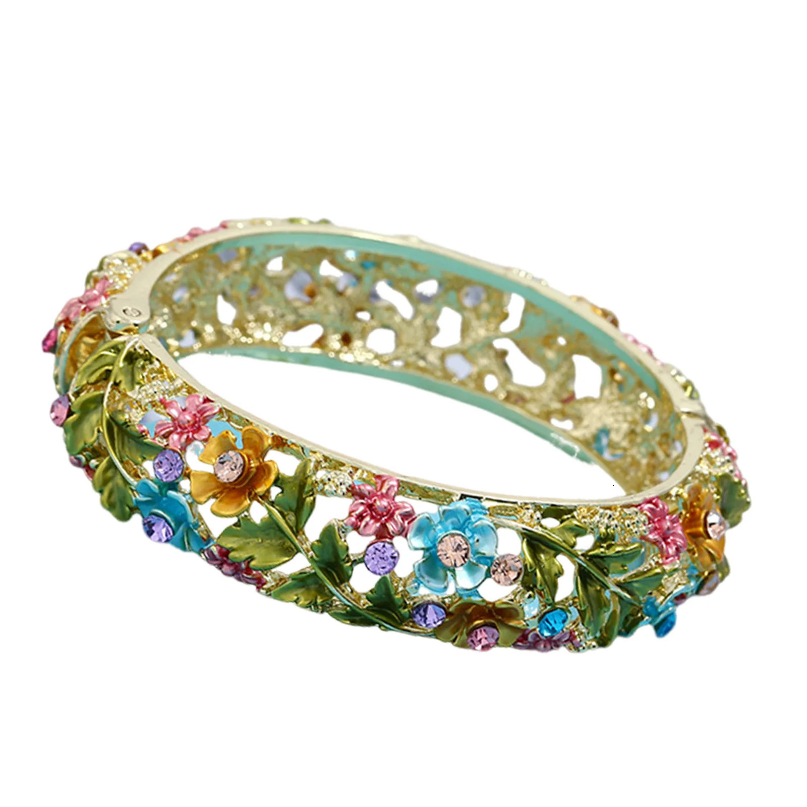 Woman Ethnic Style Bangle Hypo-allergenic Elegant Flower Charm Jewelry for Ladies and Mother Decoration 250320