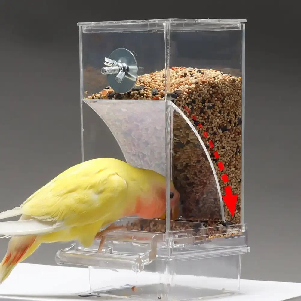 Automatic Bird Feeders No Mess Parrot Feeder Drinker Acrylic Seed Food Container Cage Accessories For Small And Medium Parakeets 250320