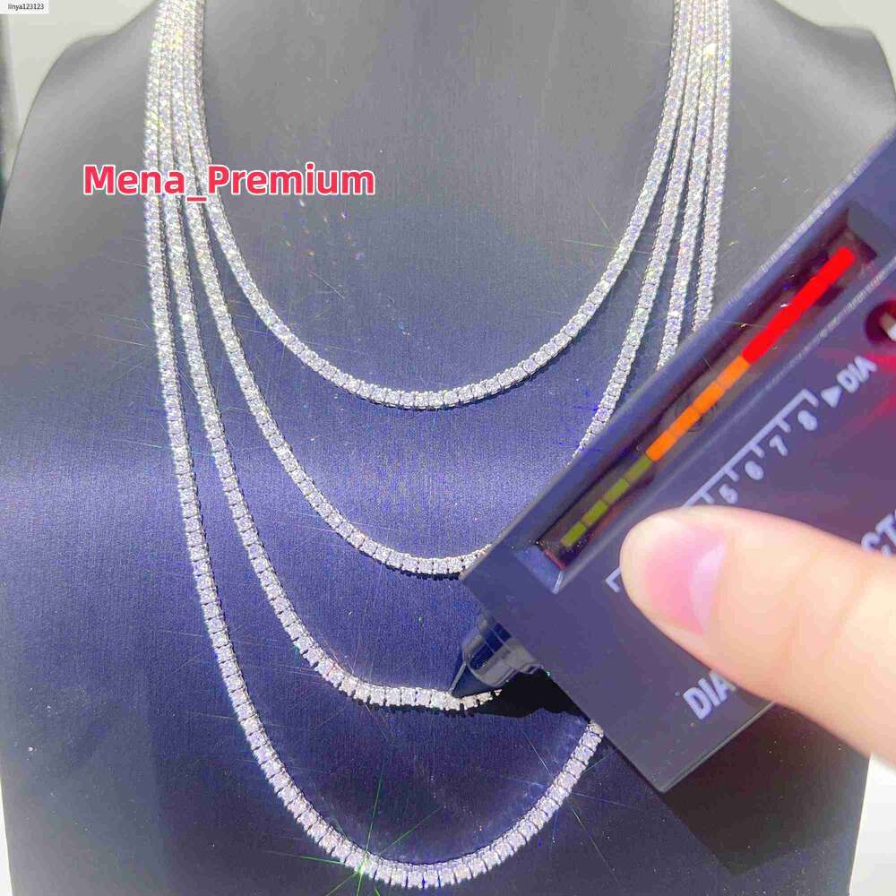 Pass Diamond Tester Gra Certified Vvs Moissanite Necklace S Sterling Sier 2mm Tennis Chain