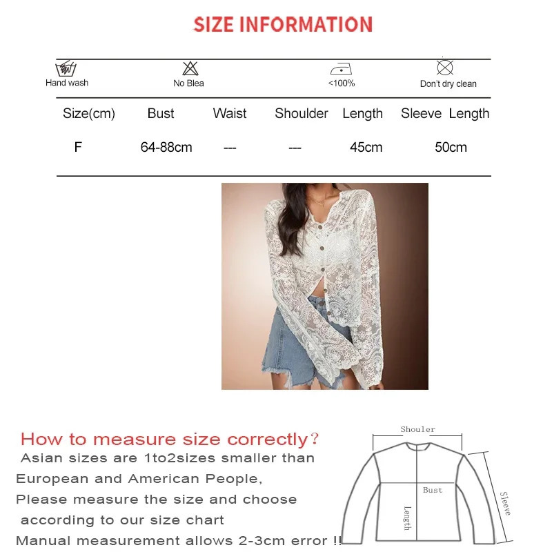 ITOOLIN Women Buttons Up Cardigan Top Flare Sleeve Tee V-Neck Ruffles Sweet Shirt Summer Lace Hollow Transparent T-shirts 250320